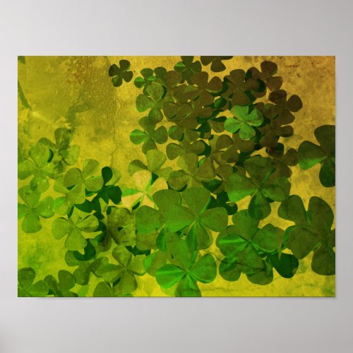 St Patricks Day and Good Luck Four_leaf clover Poster