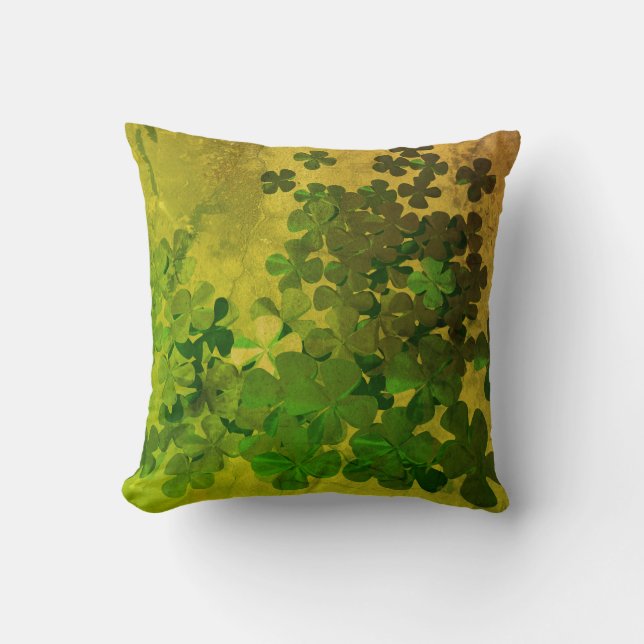 St. Patrick's Day and Good Luck ,‎Four-leaf clover Throw Pillow (Front)