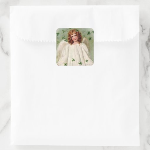 St. Patrick's Day Angel and Shamrocks on Stickers | Zazzle
