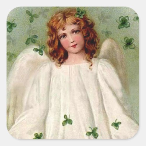St Patricks Day Angel and Shamrocks on Stickers