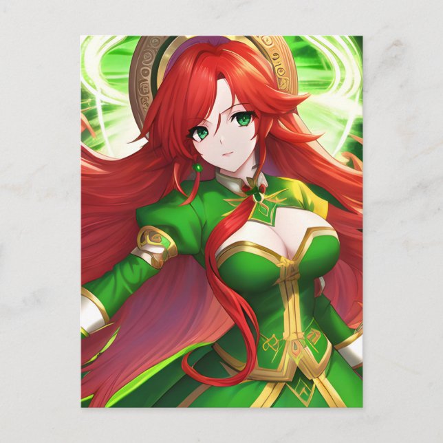 St. Patricks Day Anime Woman Postcard (Front)