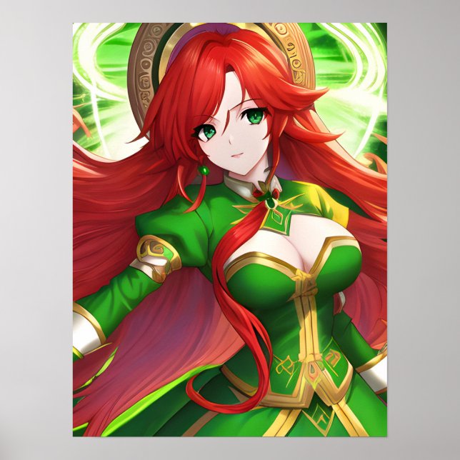 St. Patricks Day Anime Woman Poster (Front)