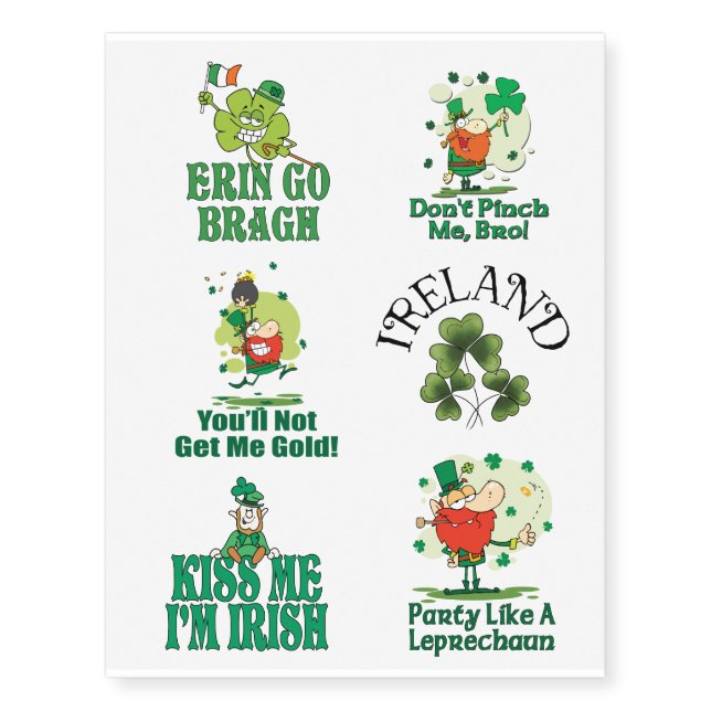 St. Patrick's Day Assortment Temporary Tattoos (Front)
