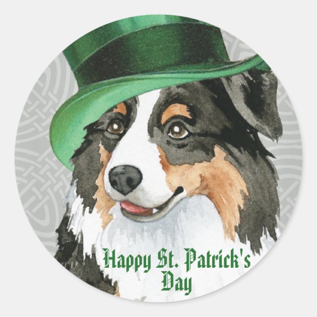 St. Patrick's Day Aussie Classic Round Sticker (Front)