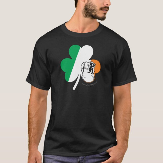 St. Patricks Day Australian Shepherd Dog Shamrock T-Shirt (Front)