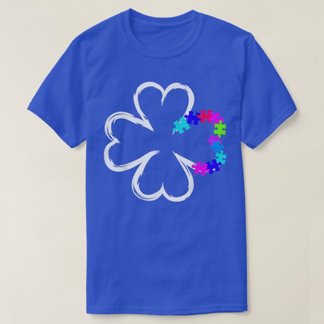 St Patricks Day Autism Shamrock Puzzle Mom Irish T-Shirt (Design Front)