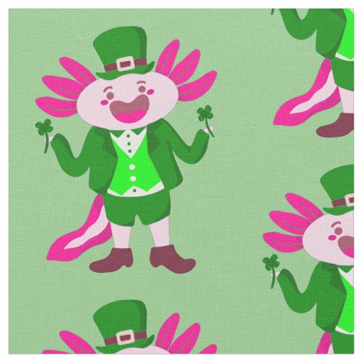 st patricks day Axolotl leprechaun Fabric
