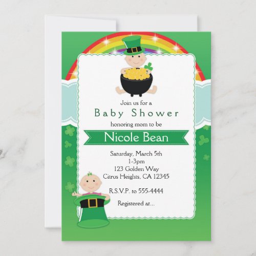 St Patricks Day Babies Baby Shower Invitation