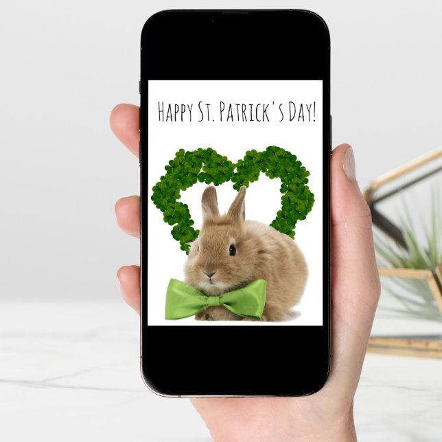 St. Patrick's Day Baby Bunny Card (Front Digital)