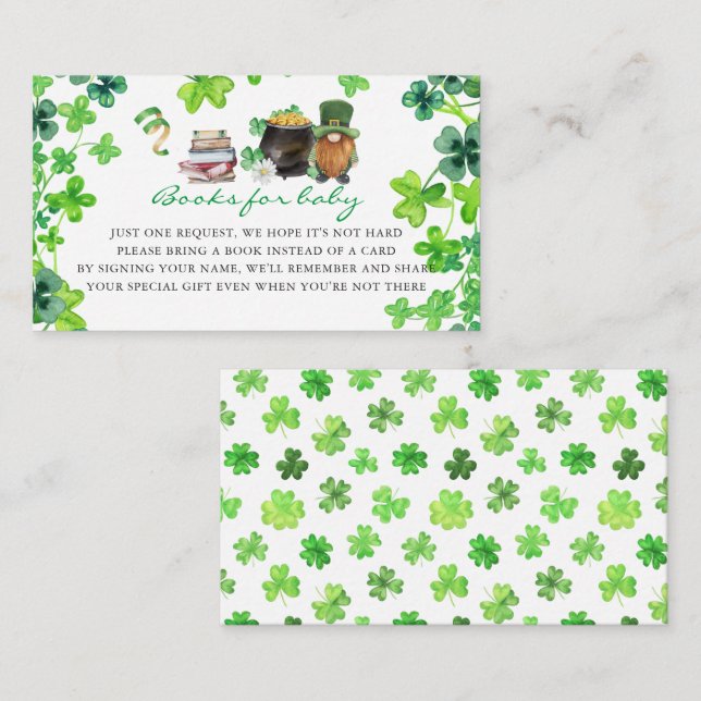 St. Patrick's Day Baby Shower | Book Request Enclosure Card (Front/Back)