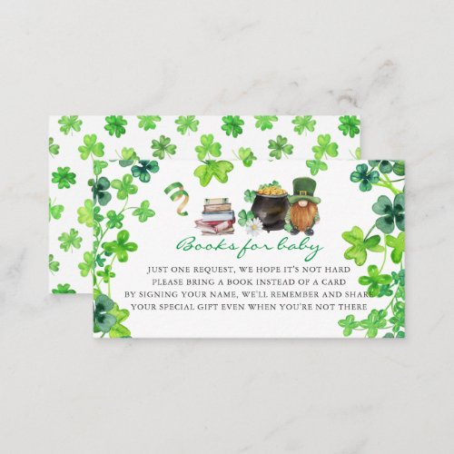 St Patricks Day Baby Shower  Book Request Enclosure Card