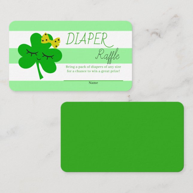 St Patrick's Day Baby Shower Diaper Raffle Enclosure Card (Front/Back)