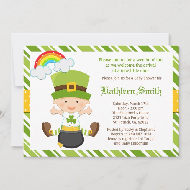 St Patricks Day Baby Shower Invitation (Front)
