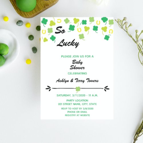 St Patricks Day Baby Shower Invitation
