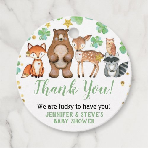 St Patricks Day Baby Shower Shamrock Animals Favor Tags