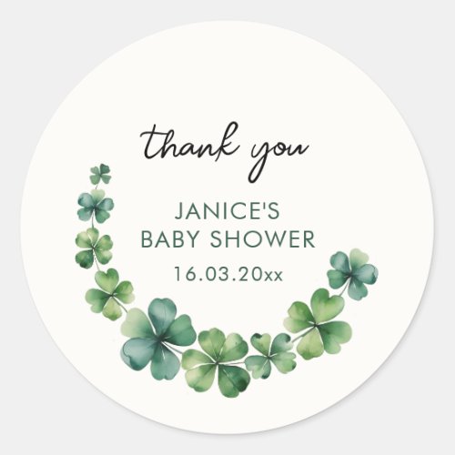St Patricks Day Baby Shower Thank You Classic Round Sticker