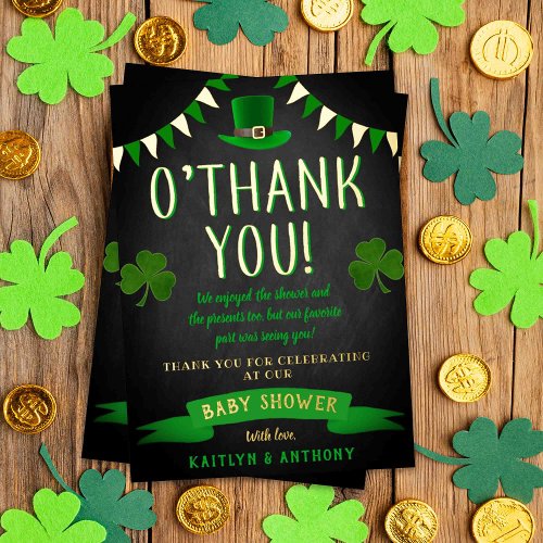 St Patricks Day Baby Shower Thank You Real Foil Invitation