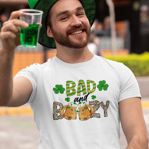 St Patricks Day Bad and Boozy Bear Funny T_Shirt