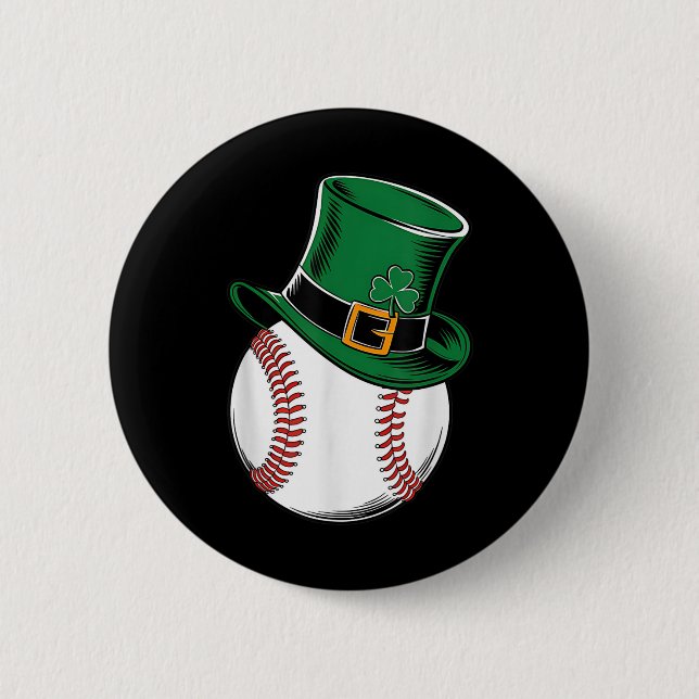 St Patricks Day Baseball Shamrock  Button (Front)