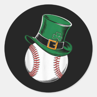 St Patricks Day Baseball Shamrock  Classic Round Sticker