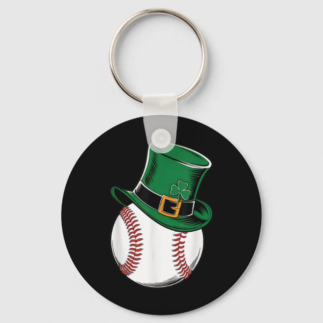 St Patricks Day Baseball Shamrock  Keychain (Front)