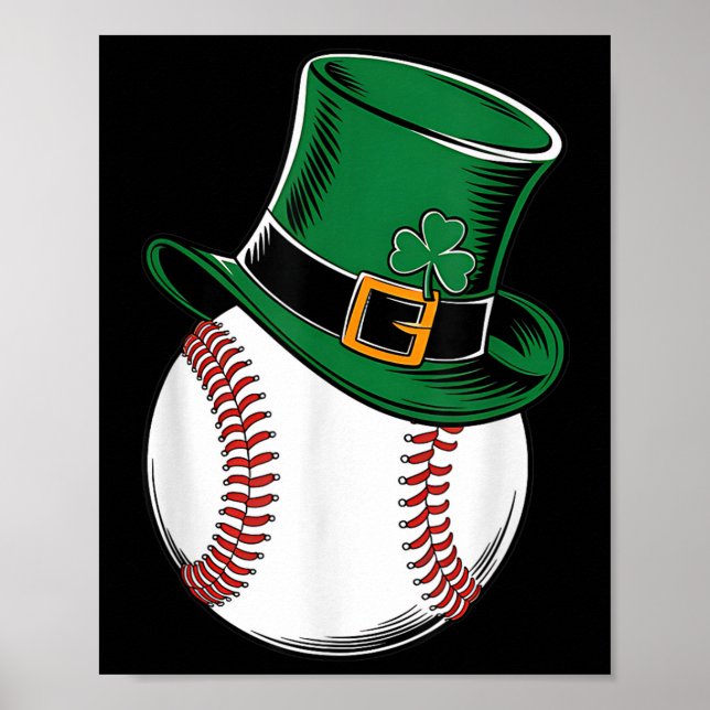 St Patricks Day Baseball Shamrock  Poster (Front)