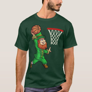 St Patricks Day Basketball Dunk Leprechaun Boys Ki T-Shirt