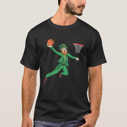 St Patricks Day Basketball Dunk Leprechaun Premium T_Shirt