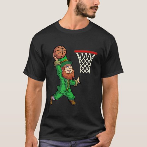 St Patricks Day Basketball Dunk Leprechaun T_Shirt