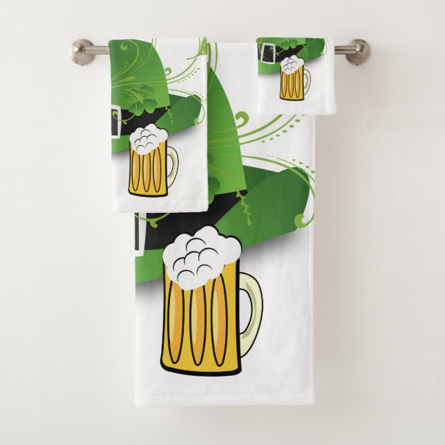 St. Patrick's Day Bathroom Towel Sets Beer (Insitu)