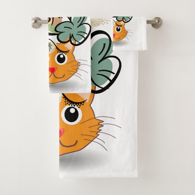 St. Patrick's Day Bathroom Towel Sets Cat (Insitu)