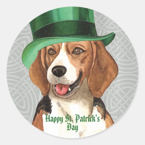 St Patricks Day Beagle Classic Round Sticker