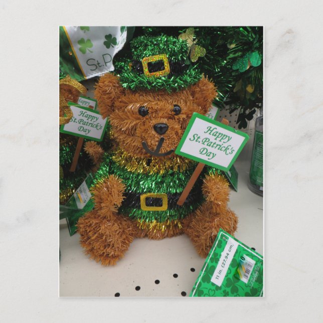 St. Patrick's Day Bear Postcard (Front)