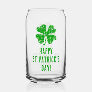 St Patrick's Day beer can glass with lucky clover