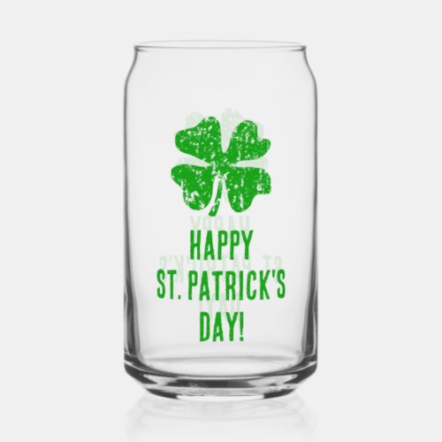 St Patricks Day beer can glass with lucky clover