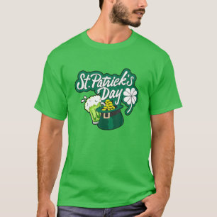 St Patrick's Day Beer Drinking Lucky Shamrock Clov T-Shirt