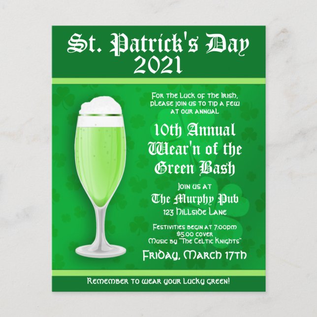 St. Patrick's Day Beer Event Invitation Flyer (Front)