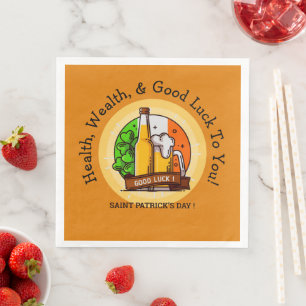 St Patricks Day Beer & Flag Edit Message Paper Dinner Napkins