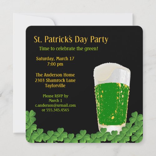 St Patricks Day Beer Invitation