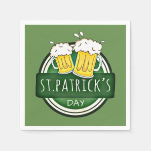 St. Patrick's Day, Beer Mugs, Irish Green Paper Napkins