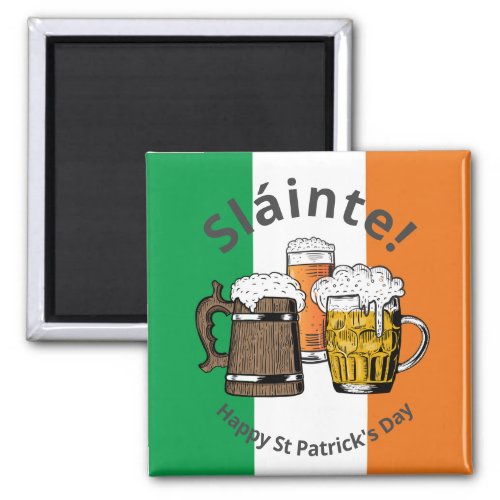 ST PATRICKS DAY Beer Slinte Irish Flag Magnet