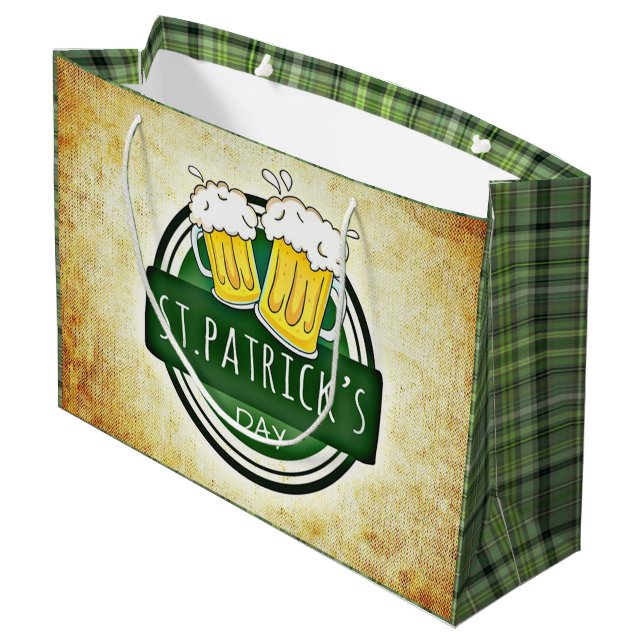 St. Patrick's Day Beers Large Gift Bag (Back Angled)
