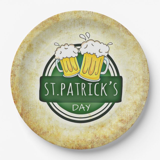 St. Patrick's Day Beers Paper Plates (Front)
