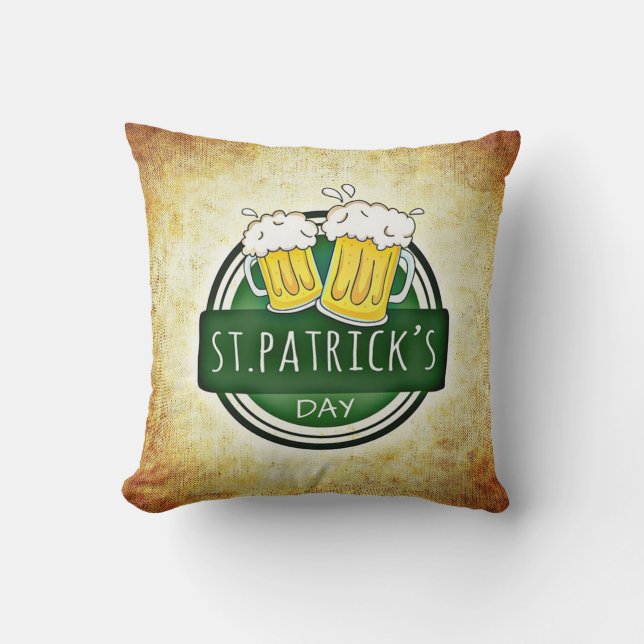 St. Patrick's Day Beers Throw Pillow (Front)