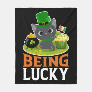 St. Patrick's Day Being Lucky Fleece Blanket