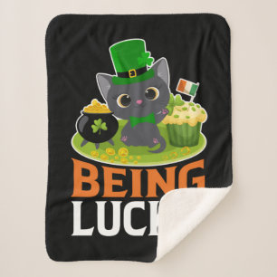 St. Patrick's Day Being Lucky Sherpa Blanket