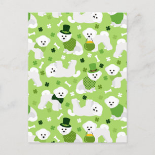 St. Patrick's Day Bichon Frise Holiday Postcard