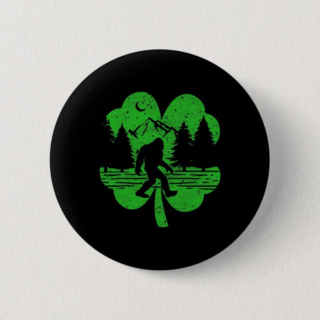 St Patricks Day Bigfoot Irish Sasquatch Saint Padd Button (Front)