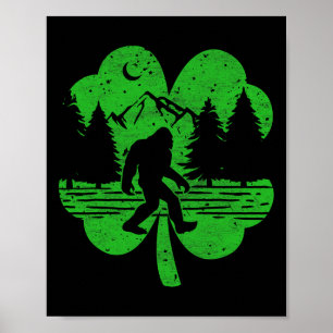 St Patricks Day Bigfoot Irish Sasquatch Saint Padd Poster