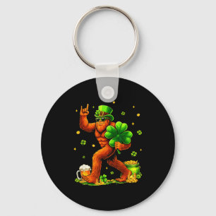 St patricks day bigfoot sasquatch shamrock men keychain